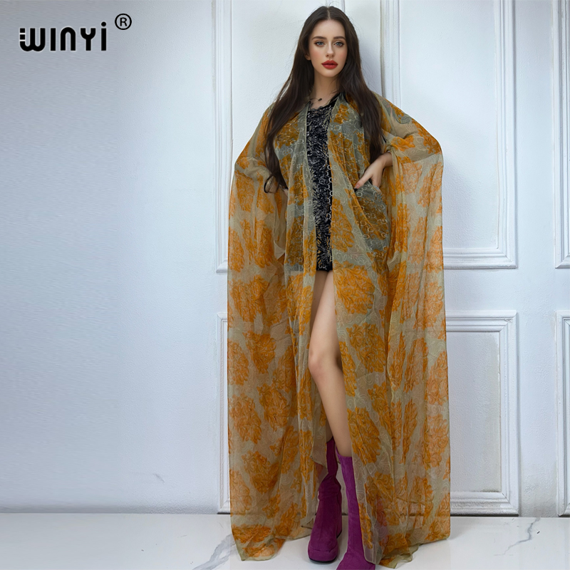 Cover Up Kaftan - WINYI kimono maksi wanita, pakaian pantai