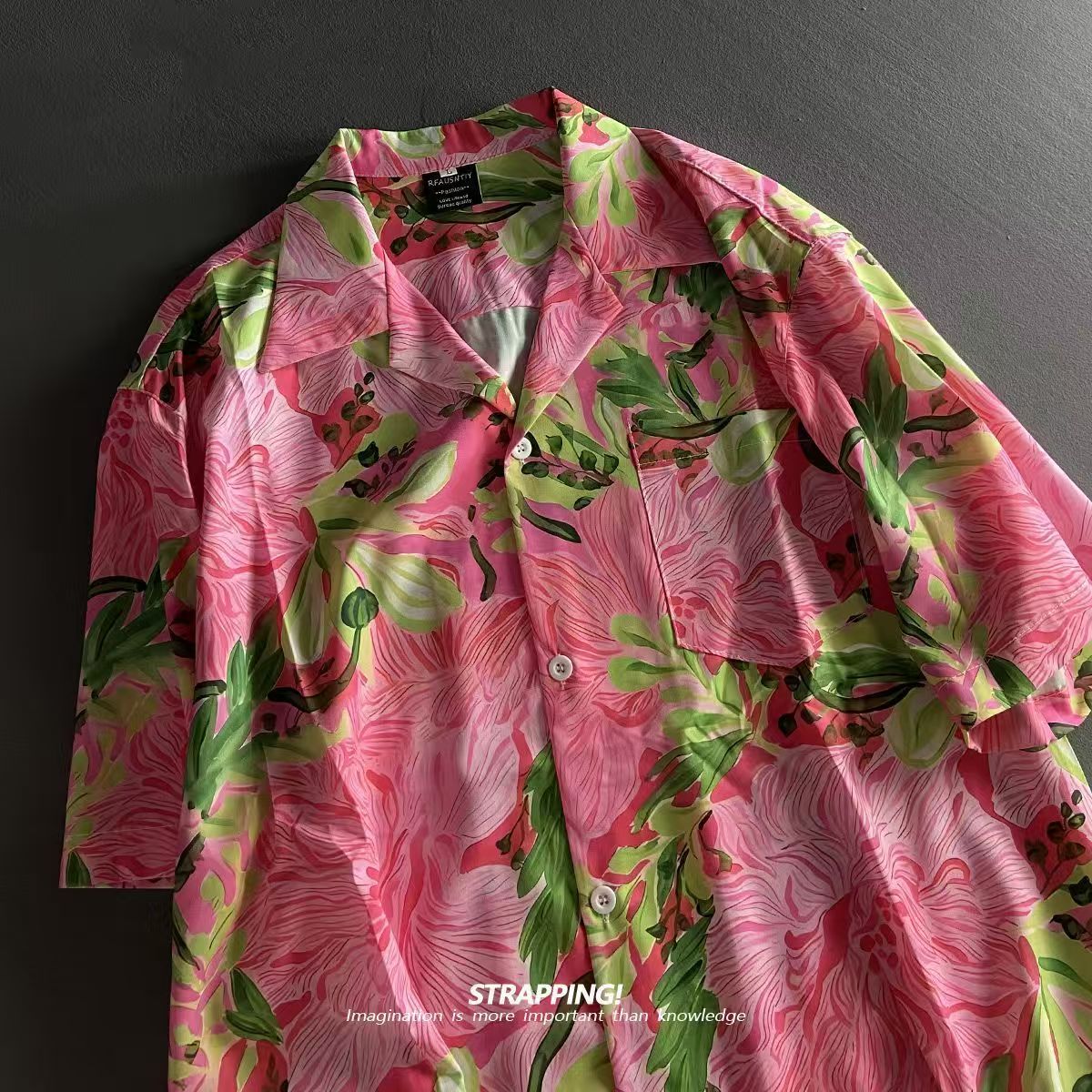 Romper Floral Print - Kemeja Hawaii Kerah Kuba Bunga Grafiti