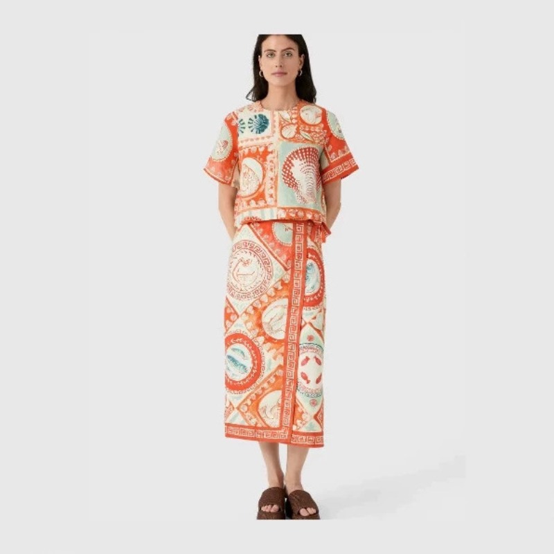 Setelan rok 2 potong motif bun - Midi Skirt Floral ulasan dan harga