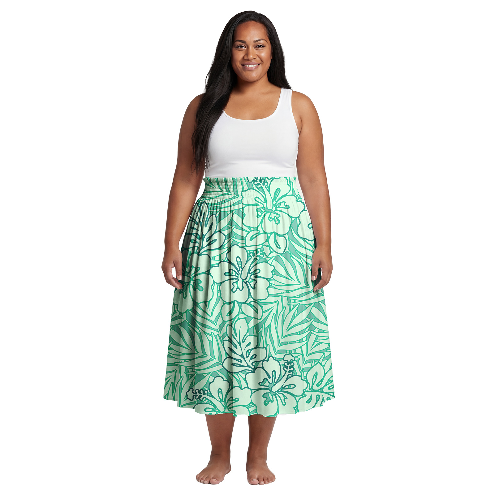 Gaun Midi Polosan Polinesia de - Midi Skirt Floral ulasan dan harga