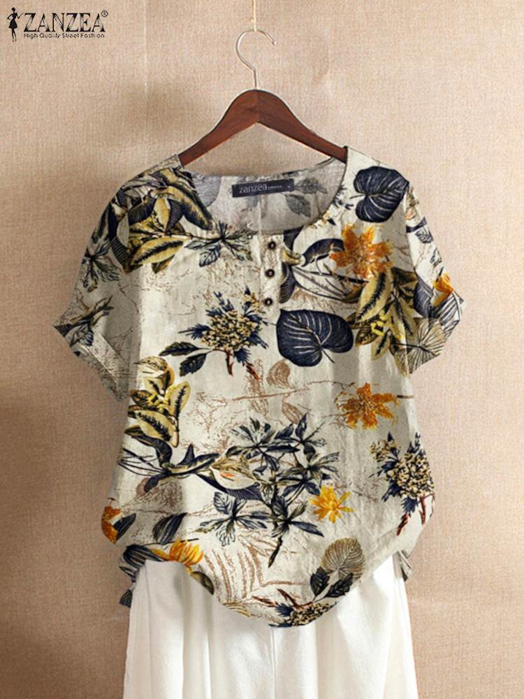 ZANZEA blus Kaftan wanita, Ata - Romper Floral Print ulasan dan harga