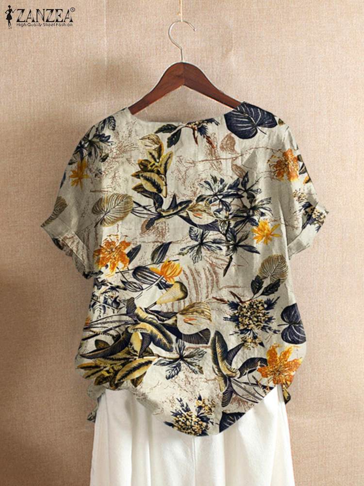 ZANZEA blus Kaftan wanita, Ata - Romper Floral Print ulasan dan harga