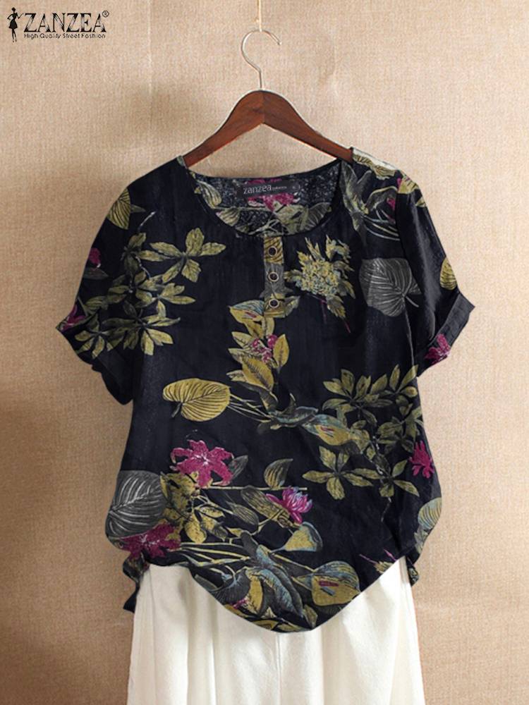 ZANZEA blus Kaftan wanita, Ata - Romper Floral Print ulasan dan harga